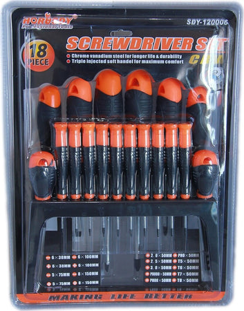 KIT SET 18 CACCIAVITI CACCIAVITE CON SUPPORTO A PARETE FISSI CROCE CRV SDY120006 Fai da te/Utensili elettrici e a mano/Utensili a mano/Cacciaviti/Set cacciaviti Trade Shop italia - Napoli, Commerciovirtuoso.it