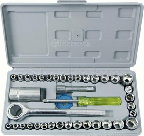 KIT SET CHIAVI A BUSSOLA CON CRICCHETTO 40 PEZZI GIRAVITE VALIGETTA IN PLASTICA Fai da te/Utensili elettrici e a mano/Utensili a mano/Bussole e set di bussole/Corredi di bussole/Standard Trade Shop italia - Napoli, Commerciovirtuoso.it
