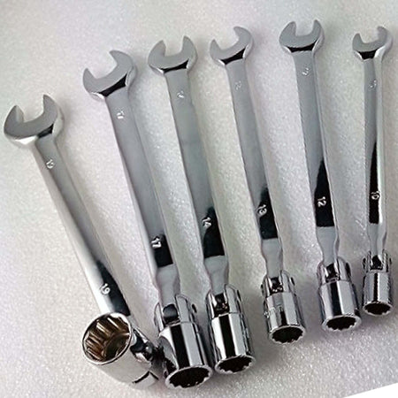 KIT SET CHIAVI COMBINATE POLIGONALI FISSE E A BUSSOLA CON SNODO 6 PEZZI DA 10-19  Trade Shop italia - Napoli, Commerciovirtuoso.it