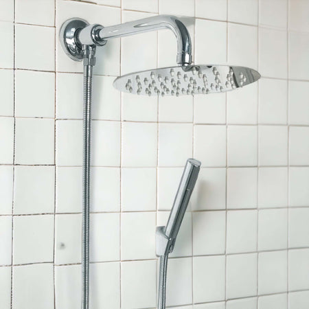 Kit set doccia deviatore a pressione con doccetta tonda, soffione 20 cm
