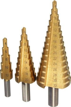 KIT SET FRESA A GRADINI SCALINI CONICA HSS 4-32 4-20 4-12 MM ALLARGAFORI PUNTA Fai da te/Utensili elettrici e a mano/Accessori per utensili elettrici/Accessori per la fresatura/Frese a candela/Frese coniche Trade Shop italia - Napoli, Commerciovirtuoso.it