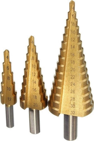 Kit Set Fresa A Gradini Scalini Conica Hss 4-32 4-20 4-12 Mm Allargafori Punta Fai da te/Utensili elettrici e a mano/Accessori per utensili elettrici/Accessori per la fresatura/Frese a candela/Frese coniche Trade Shop italia - Napoli, Commerciovirtuoso.it