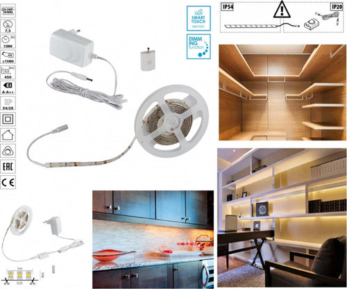 Kit Striscia Led Con Tasto Interruttore Touch Dimmer Bianco Freddo 6500k 7,5 W Illuminazione/Strisce LED Trade Shop italia - Napoli, Commerciovirtuoso.it