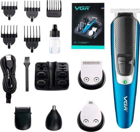 Kit-Tagliacapelli-Barba-Professionale-Ricaricabile-Elettrico-Senza-Fili-Vgr-V172