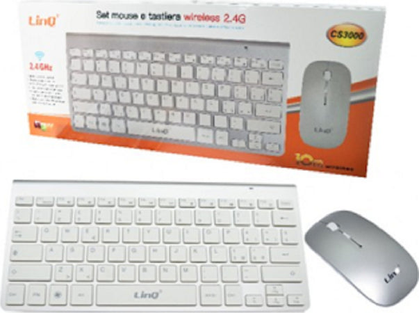 Kit Tastiera + Mouse Slim Sottile Wireless 2.4ghz Fino A 10 Metri Computer Cs3000 Elettronica/Informatica/Accessori/Tastiere Mouse e periferiche di input/Tastiere Trade Shop italia - Napoli, Commerciovirtuoso.it