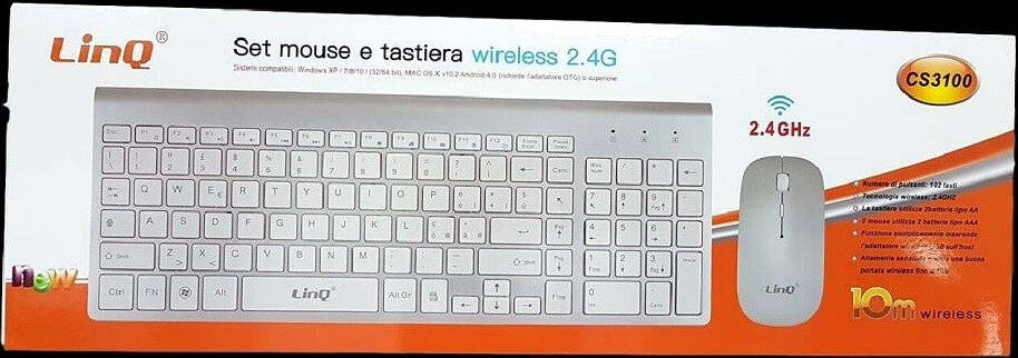 Kit Tastiera + Mouse Slim Sottile Wireless 2.4ghz Fino A 10 Mt Cs3100 102 Tasti Elettronica/Informatica/Accessori/Tastiere Mouse e periferiche di input/Tastiere Trade Shop italia - Napoli, Commerciovirtuoso.it