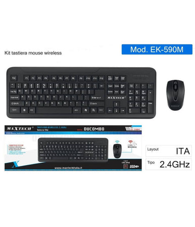 Kit Tastiera Mouse Wireless 2.4ghz Layout Italiano Pc Windows Mac Linus Ek-590m
