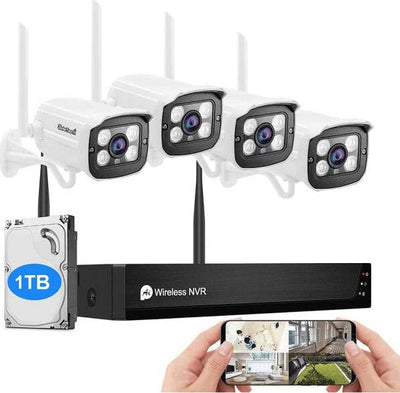 Kit-Telecamera-Di-Sorveglianza-A-8-Canali-Wi-fi-H.265-4-Telecamere-Ip-Wifi-1080p