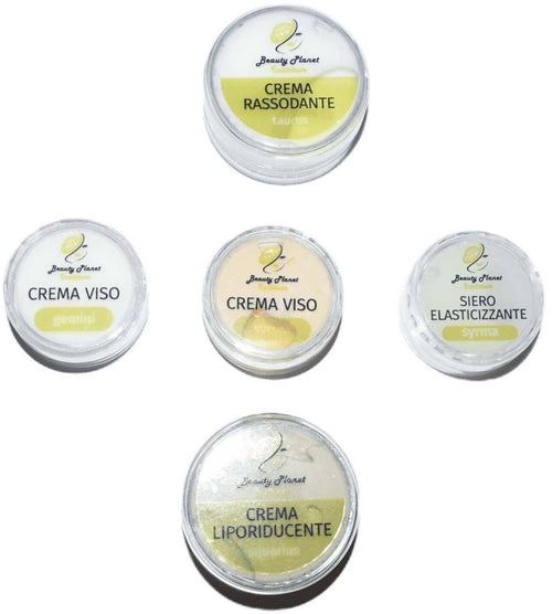 Kit Trattamento Creme Corpo Mini Sixe Aquarius Kit Prova 3days Kit Beauty Planet Institute Crema Viso 5 Ml, Crema Rassodante 10 Ml, Crema Viso Syrma 5 Ml, Siero Elasticizzante 5 Ml E Crema Liporiducente 10 Ml
