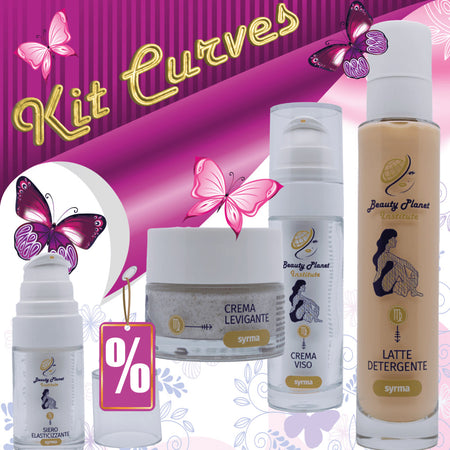 Kit Trattamento Viso Syrma Kit Curves Beauty Planet Institute per Pelli Più Giovane Crema Viso 30 Ml, Siero Elasticizzante 15 Ml, Latte Detergente 30 Ml, Crema Levigante 50 Ml,