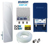 Kit completo Digitale Terrestre Antenna UHF Flat da esterno passiva con Amplificatore da 20DB 1 Ingresso / 2 Uscite