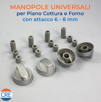 Kit-Universale-Grigio-4-Manopole-con-Innesto-Attacco-da-6-/-8-mm