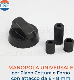 Kit-Universale-Nero-1-Manopola-con-Innesti-Attacchi-6-/-8-mm