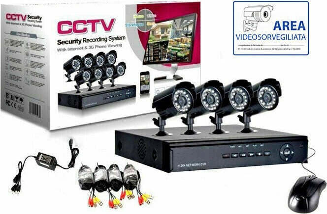KIT VIDEOSORVEGLIANZA 4 TELECAMERA INFRAROSSI DVR 4 CH + ALIMENTATORE + CAVI Fai da te/Sicurezza e protezione/Sistemi di sicurezza domestica/Kit video per la sicurezza domestica/Videocamere di sorveglianza/Dom camera Zencoccostore - Formia, Commerciovirtuoso.it