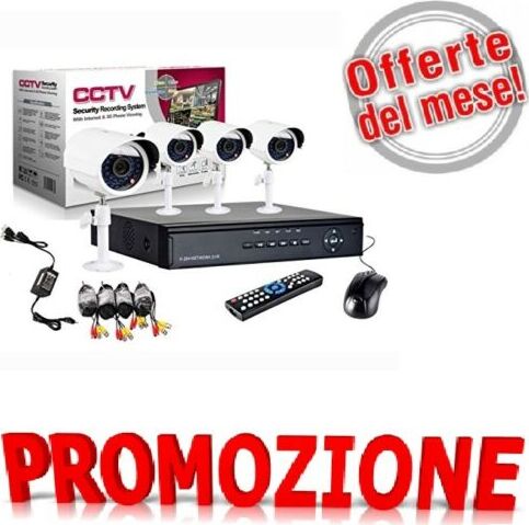 KIT-VIDEOSORVEGLIANZA-h264-CCTV-4-CANALI-TELECAMERA-INFRAROSSI+DVR+ALIMENTATORE