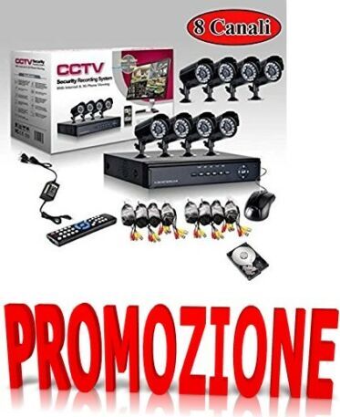 KIT-VIDEOSORVEGLIANZA-h264-CCTV-8-CANALI-8-TELECAMERA-INFRAROSSI-DVR-8-CANALI