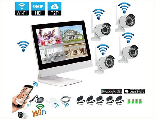 KIT-Videosorveglianza-NVR-Monitor-10.1-Pollici-4-Telecamere-HD-960p-Visione-Notte