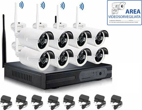 KIT Videosorveglianza WIFI DVR NVR 8 Canali 8 Telecamere Wireless Fai da te/Sicurezza e protezione/Sistemi di sicurezza domestica/Kit video per la sicurezza domestica/Kit di sorveglianza DVR Zencoccostore - Formia, Commerciovirtuoso.it