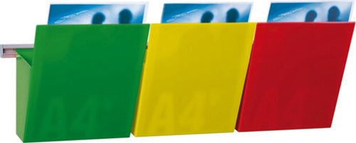 Kit Vision Kanban - larghezza 75 cm - 3 tasche A4 (rosso giallo verde) - Studio T Cancelleria e prodotti per ufficio/Archivio ufficio e accessori per scrivania/Accessori da scrivania e archiviazione/Portabrochure Eurocartuccia - Pavullo, Commerciovirtuoso.it