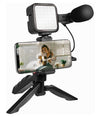 Kit Vlogger Professionale 4in1 Universale Per Smartphone Con Microfono Luce Led
