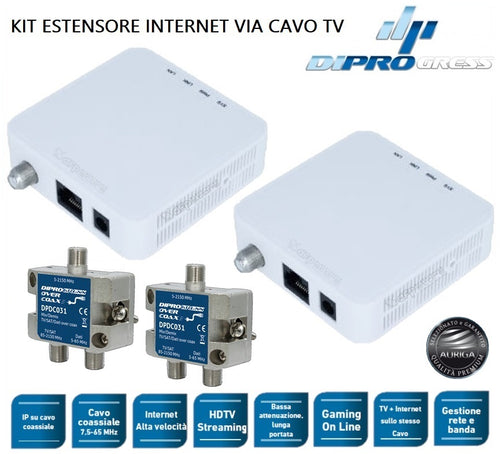 Kit Estensore Internet Via Cavo TV DIPROGRESS DPDC021