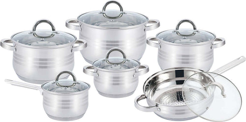 Kitchen Pro Plus Kp-1251: Set Pentole 12 Pezzi Inox Coperchio In Vetro Trasparente Art. 524 Casa e cucina/Pentole padelle e pirofile/Pentole e padelle/Set/Set di pentole L’Orchidea - Siderno, Commerciovirtuoso.it
