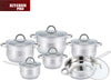 Kitchen Pro Plus Kp-1251: Set Pentole 12 Pezzi Inox Coperchio In Vetro Trasparente Art. 524 Casa e cucina/Pentole padelle e pirofile/Pentole e padelle/Set/Set di pentole L’Orchidea - Siderno, Commerciovirtuoso.it