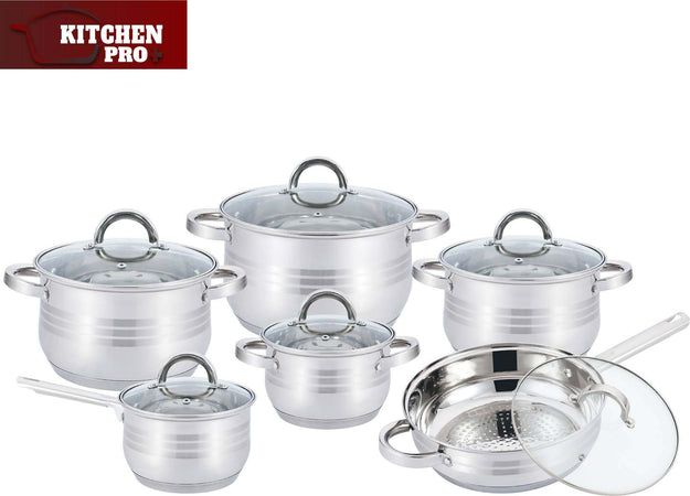 Kitchen Pro Plus Kp-1251: Set Pentole 12 Pezzi Inox Coperchio In Vetro Trasparente Art. 524 Casa e cucina/Pentole padelle e pirofile/Pentole e padelle/Set/Set di pentole L’Orchidea - Siderno, Commerciovirtuoso.it