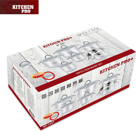 Kitchen Pro Plus Kp-1251: Set Pentole 12 Pezzi Inox Coperchio In Vetro Trasparente Art. 524 Casa e cucina/Pentole padelle e pirofile/Pentole e padelle/Set/Set di pentole L’Orchidea - Siderno, Commerciovirtuoso.it