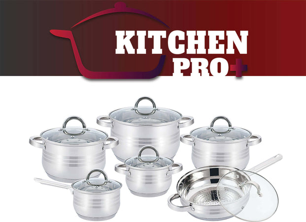 Kitchen Pro Plus Kp-1251: Set Pentole 12 Pezzi Inox Coperchio In Vetro Trasparente Art. 524 Casa e cucina/Pentole padelle e pirofile/Pentole e padelle/Set/Set di pentole L’Orchidea - Siderno, Commerciovirtuoso.it