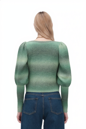 White Wise maglia donna degradé con manica a palloncino