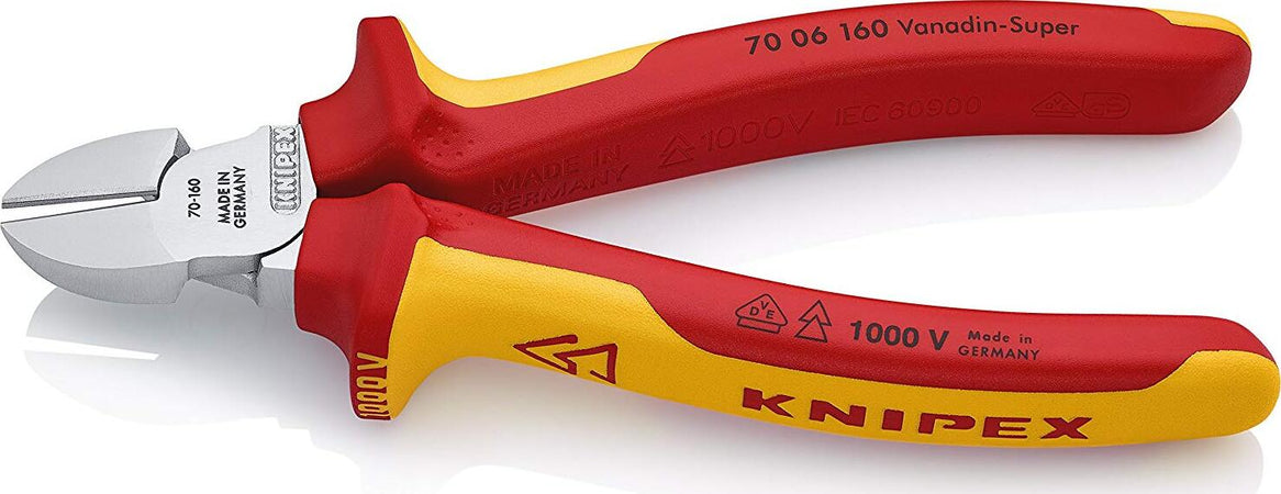 KNIPEX-70-06-160-Tronchese-laterale-per-meccanica-cromata-isolati-con-manici-rivestiti-in-materiale-bicomponente,-collaudati-VDE-160-mm