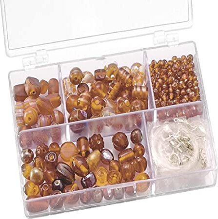 KNORR-PRANDELL---80gr---ASSORTIMENTO-DI-PERLE-DI-VETRO---COLORE-ARANCIONE---IN-SCATOLA-CON-DIVISORI