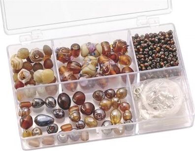 KNORR-PRANDELL---80gr---ASSORTIMENTO-DI-PERLE-DI-VETRO---COLORE-MARRONE---IN-SCATOLA-CON-DIVISORI