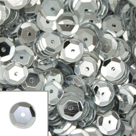 KNORR-PRANDELL---CONFEZIONE-500-PEZZI---PAILLETTES-CONCAVE-Ø6MM-SFACCETTATE-CON-FORO---COLORE-ARGENTO
