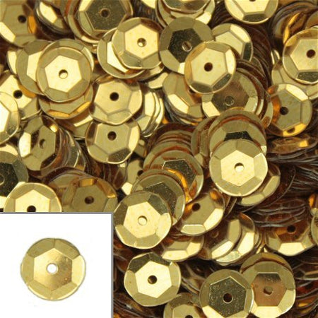 KNORR-PRANDELL---CONFEZIONE-500-PEZZI---PAILLETTES-CONCAVE-Ø6MM-SFACCETTATE-CON-FORO---COLORE-GIALLO-DORATO