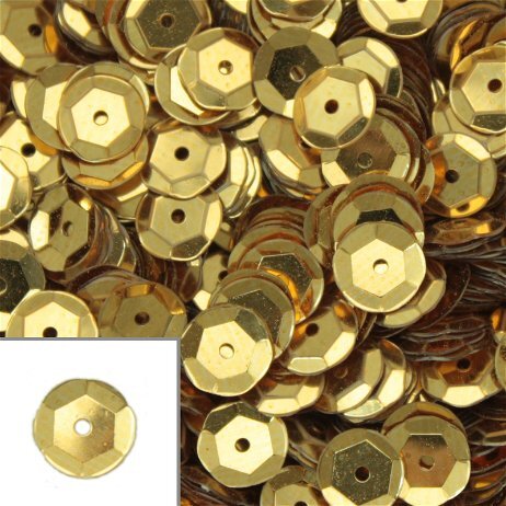 KNORR-PRANDELL---CONFEZIONE-500-PEZZI---PAILLETTES-CONCAVE-Ø6MM-SFACCETTATE-CON-FORO---COLORE-GIALLO-DORATO