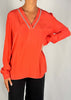 Kocca-Blusa-A-Maniche-Corte-Con-Rifiniture-Brillanti-Drultok-donna