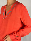Kocca-Blusa-A-Maniche-Corte-Con-Rifiniture-Brillanti-Drultok-donna
