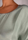 Kocca-Blusa-A-Maniche-Corte-Con-Rifiniture-Brillanti-Drultok-Verde-Polvere-Donna
