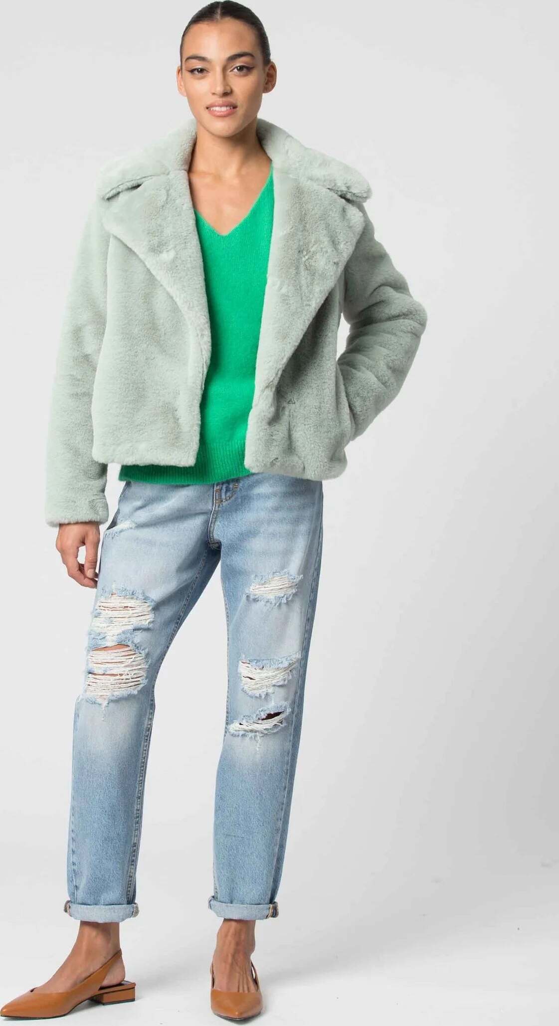 Ecopelliccia dynai verde polvere Kocca