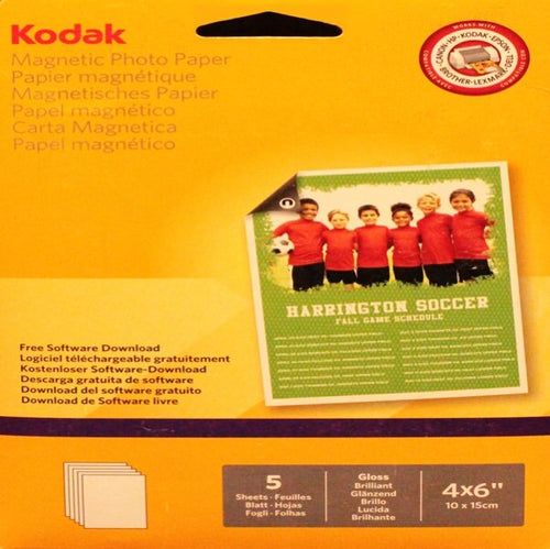 Kodak - Carta Fotografica Magnetica Lucida 10x15 cm 5 fogli - 5740-020 Cancelleria e prodotti per ufficio/Carta blocchi e quaderni/Carta/Carta per fotocopiatrici e stampanti/Carta per fotocopiatrice e multiuso Eurocartuccia - Pavullo, Commerciovirtuoso.it