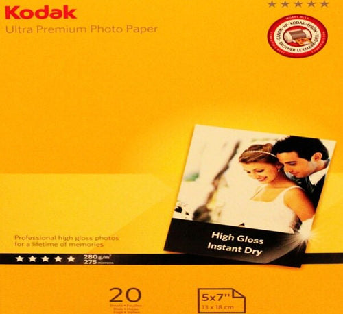 Kodak - Carta fotografica Ultra Premium Gloss - 13 x 18 cm - 280 gr - 20 fogli - 5740-089 Cancelleria e prodotti per ufficio/Carta blocchi e quaderni/Carta/Carta per fotocopiatrici e stampanti/Carta per fotocopiatrice e multiuso Eurocartuccia - Pavullo, Commerciovirtuoso.it
