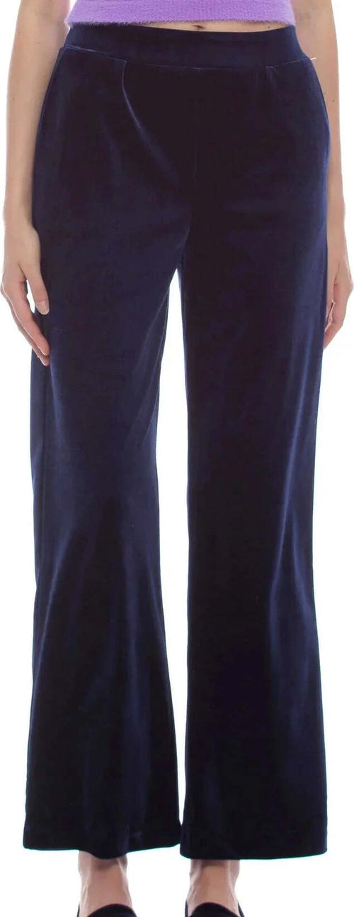 Kokka-Pantalone-Donna-Blu-Velluto-Pantaloni-Comodi-Dritti-In-Velour-Pantalone-Fashion-Nulerr
