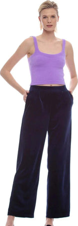Kokka-Pantalone-Donna-Blu-Velluto-Pantaloni-Comodi-Dritti-In-Velour-Pantalone-Fashion-Nulerr