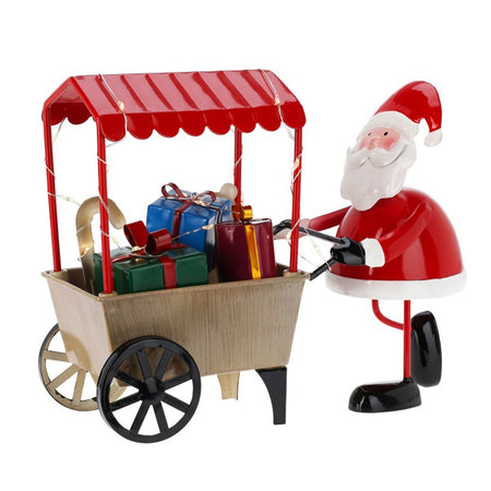 Scena natalizia carretto in metallo con luci Led per decorazioni natalizie