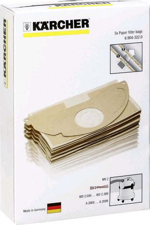 Kärcher-Sacchetto-Filtro-in-Carta-per-Aspiratori-solidi-liquidi-WD-2-(MV-2),-Confezione-da-5-Pezzi-Karcher