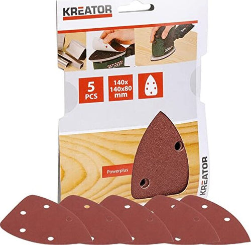 KREATOR---5-PEZZI---FOGLI-DI-CARTA-ABRASIVA-TRIANGOLARE-PER-LEGNO-G.-40---PER-LEVIGATRICE-PALMARE
