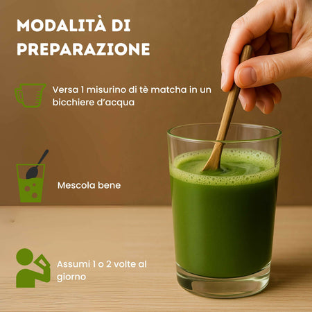 Tè Verde in Polvere con Taurina e Vitamina C - Tè Matcha – Antiossidante Naturale, Energizzante e Supporto Metabolico | 100% Puro 100gr - AlohaLabs