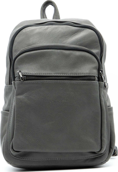 Kubra---Zaino-Donna-Grigio-In-Vera-Pelle